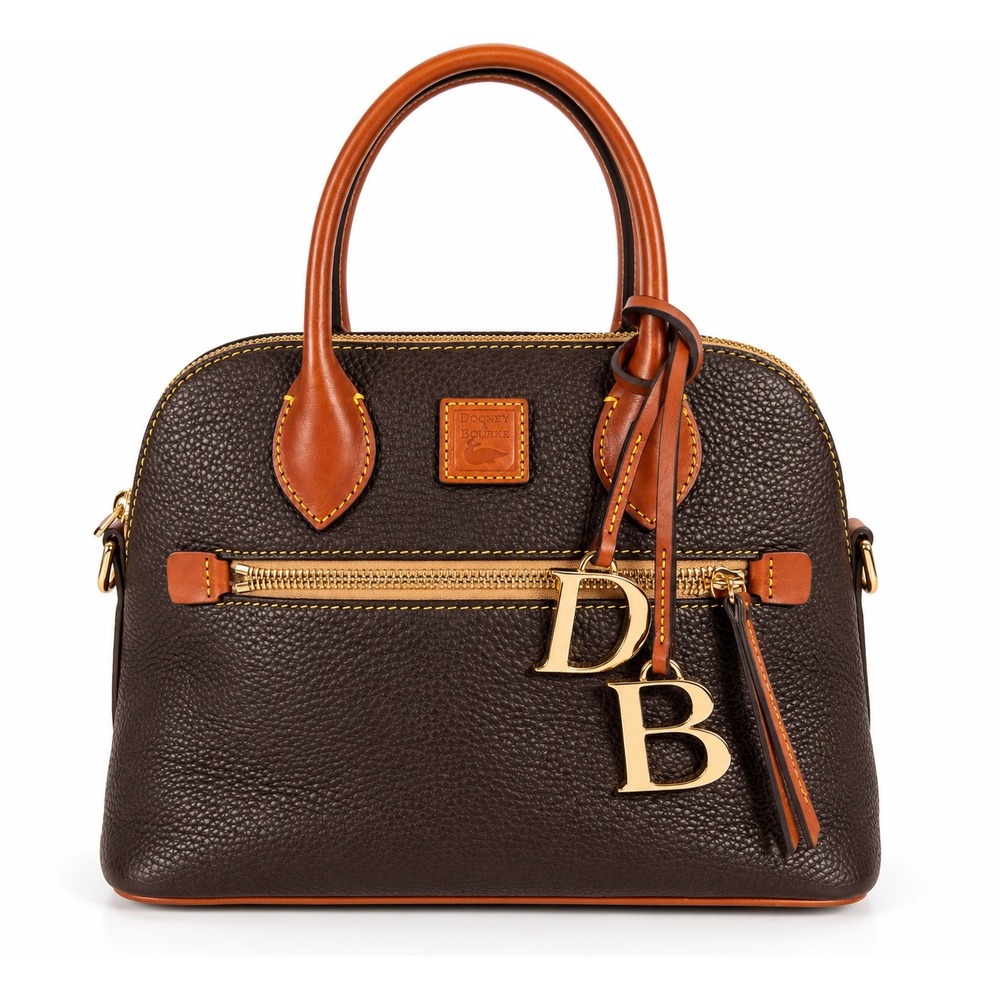 Dooney & Bourke Small Satchel Brown Pebbled Leather Double Handle Bag New